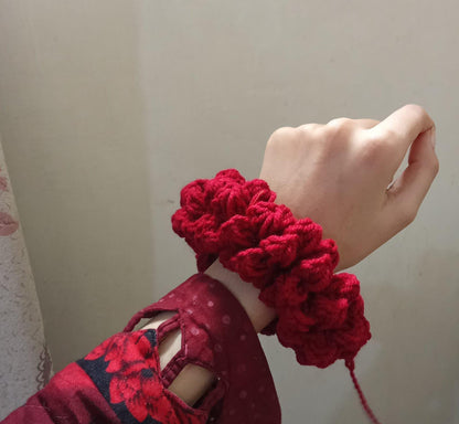 Maroon rose crochet scrunchies