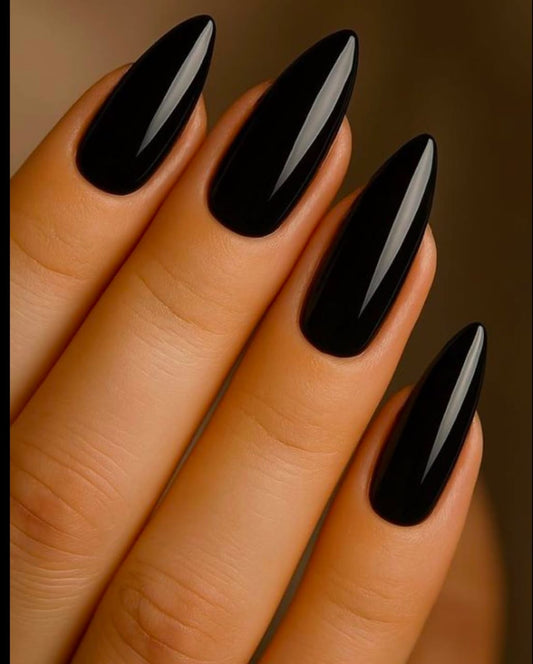 Black Glossy Oval Press-On Nails