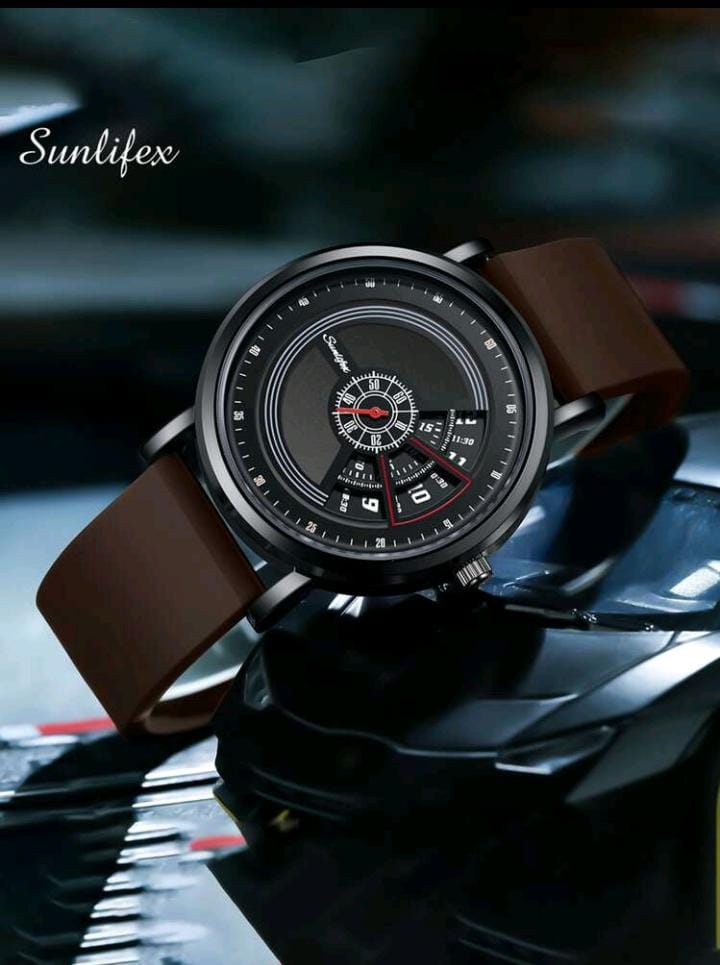 SUNLIFEX watch product shot with brown strap