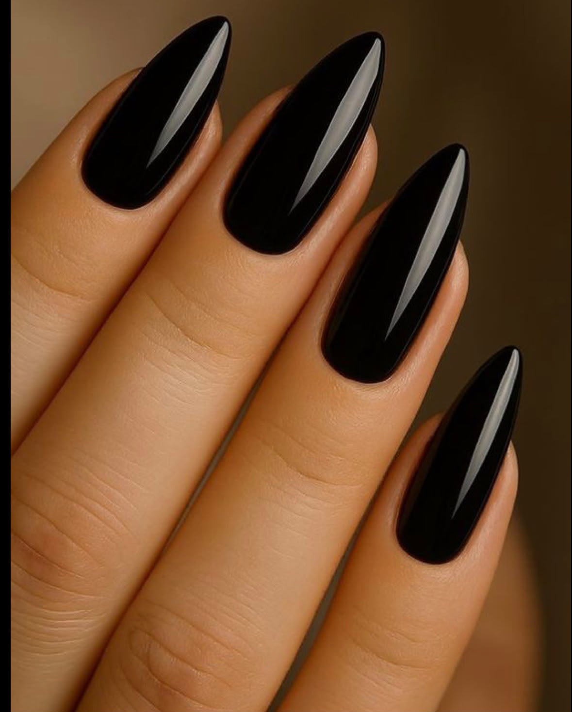 Gel X Press On Glossy Black Nails - oval shape
