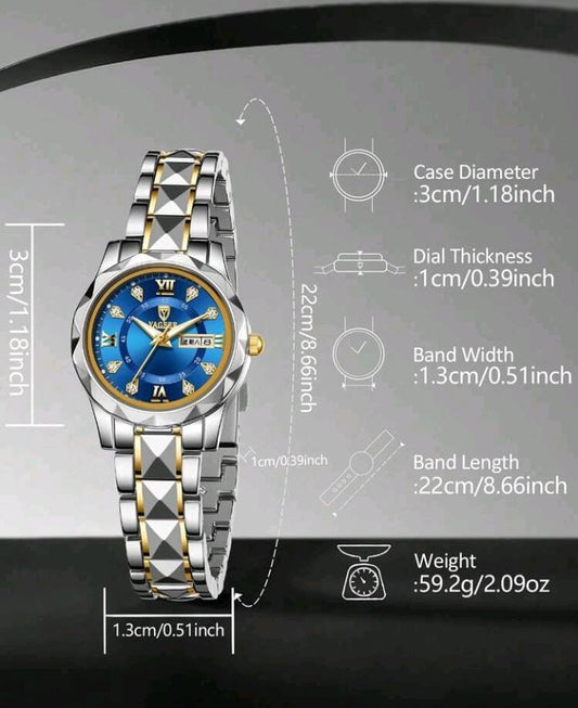 Men's VAGEER watch on wrist – blue dial silver gold